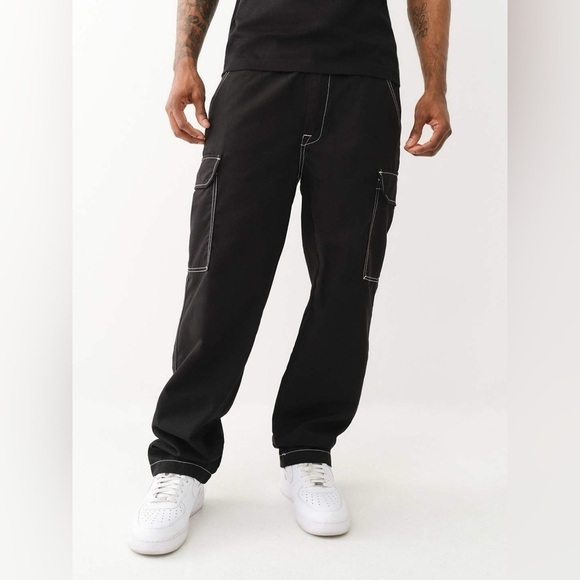 True religion BAGGY CARGO PANT men size 32 color black - Picture 3 of 11